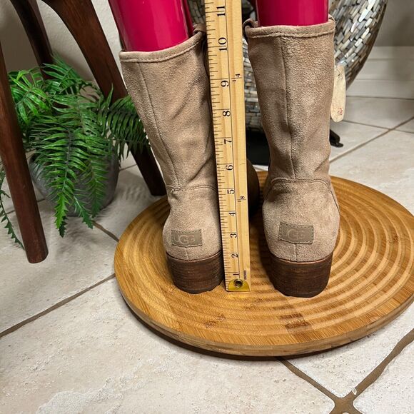 UGG New"Briar" Sugar Pine Brown Leather Mid Calf Boots Sz US 12 / EU 43 - Picture 3 of 11